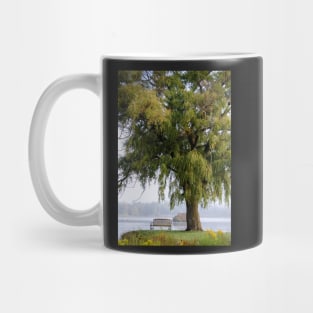 Park bench under the willow Mug